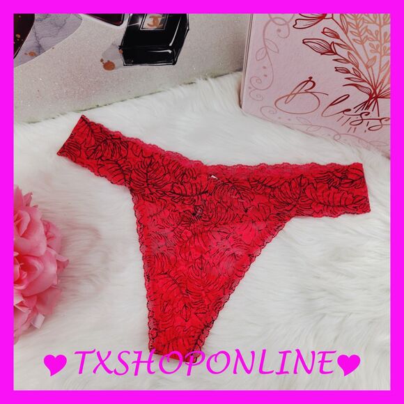 💗👙Victoria Secret red / black lace thong panty👙💗 - Picture 3 of 4